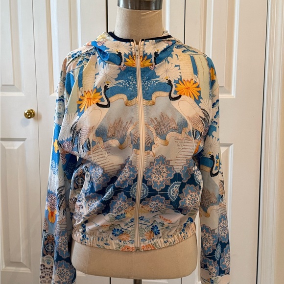 Anthropologie Jackets & Blazers - Anthropologie Blue and Cream Crane Bomber Jacket